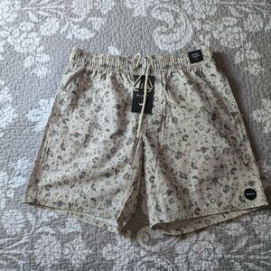 RVCA Light Tan Floral Swim Shorts